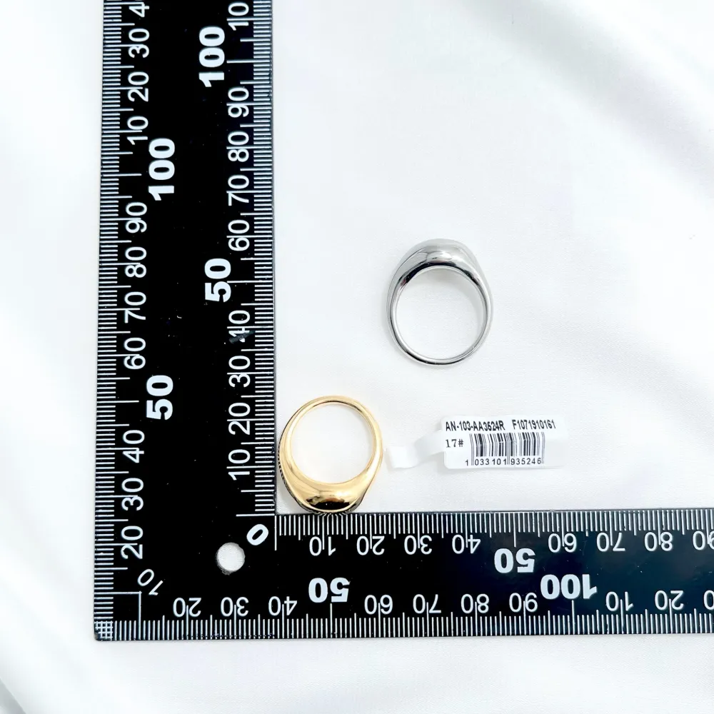 Semplice-Anello con Misura in Acciaio - AAM-103-AA3524R