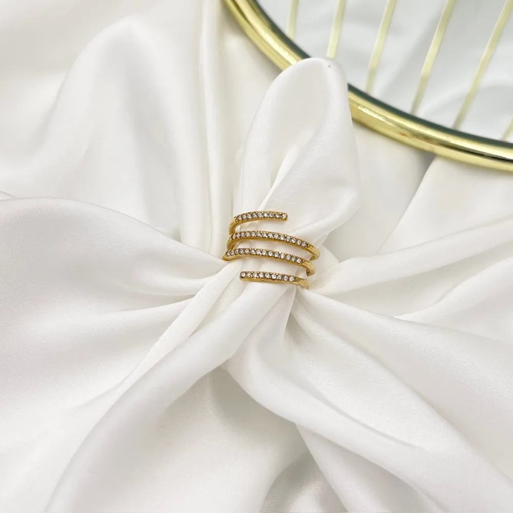 Multifili con Zirconia-Anello Regolabile in Acciaio - AAR-103-AA2493R