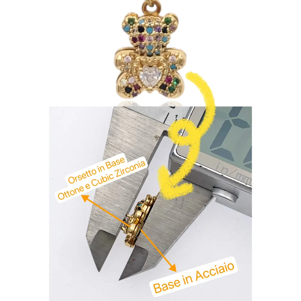 Orsetto Grande con Zirconia-12pz Anelli Regolabili in Acciaio - AAR-103-AA2719R 15mm