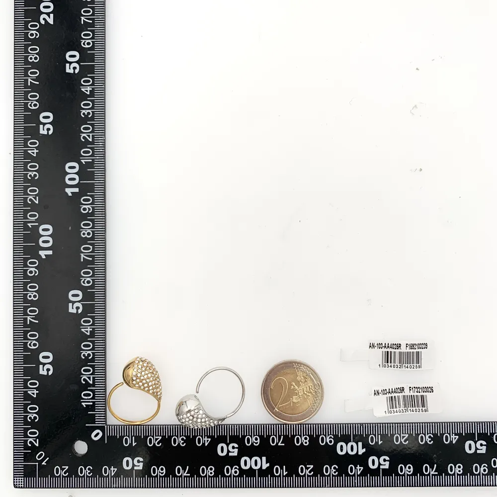 Goccia con Strass-Anello Regolabile in Acciaio - AAR-103-AA4026R