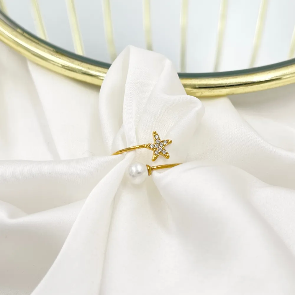 Mix Soggetti con Perla-36pz Anelli Regolabili in Acciaio - AAR-103-AA5058-5065R