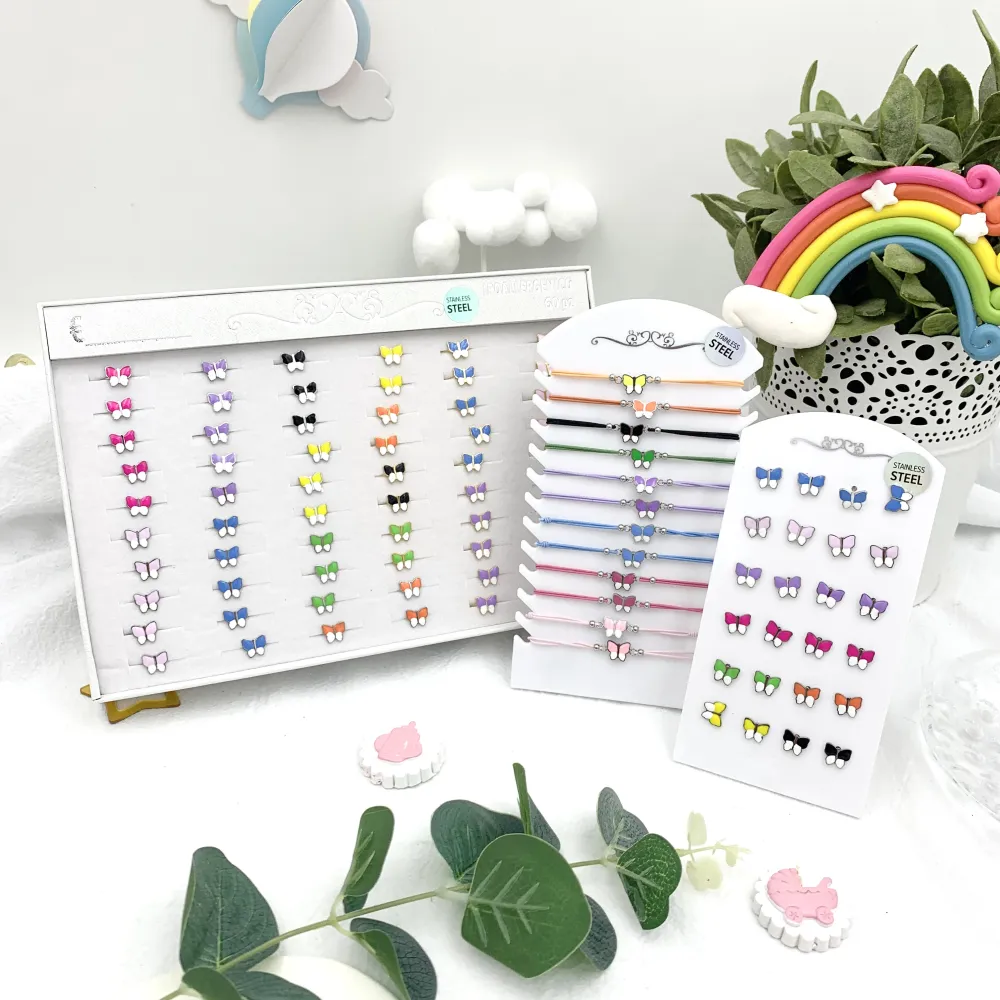 Farfalla Smaltata -60pz Anellini Regolabili da Bambina /da Fran - AAR-103-AA598R