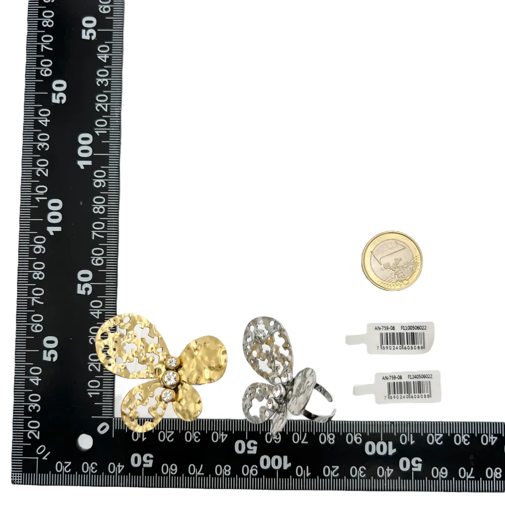 Farfalla-Anello Regolabile in Acciaio - AAR-759-08