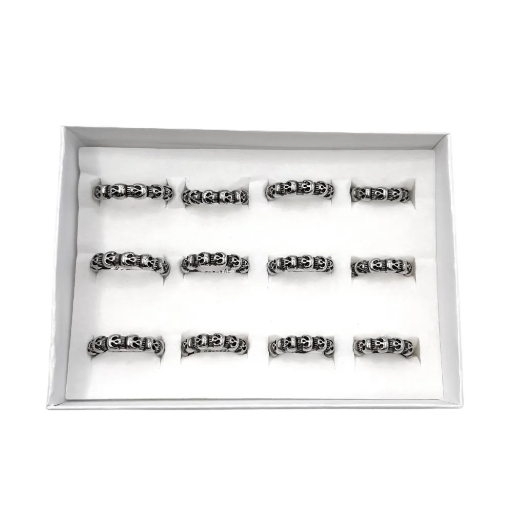 Teschio-12Pz Anelli in Acciaio con Misure - AAU-518-06A