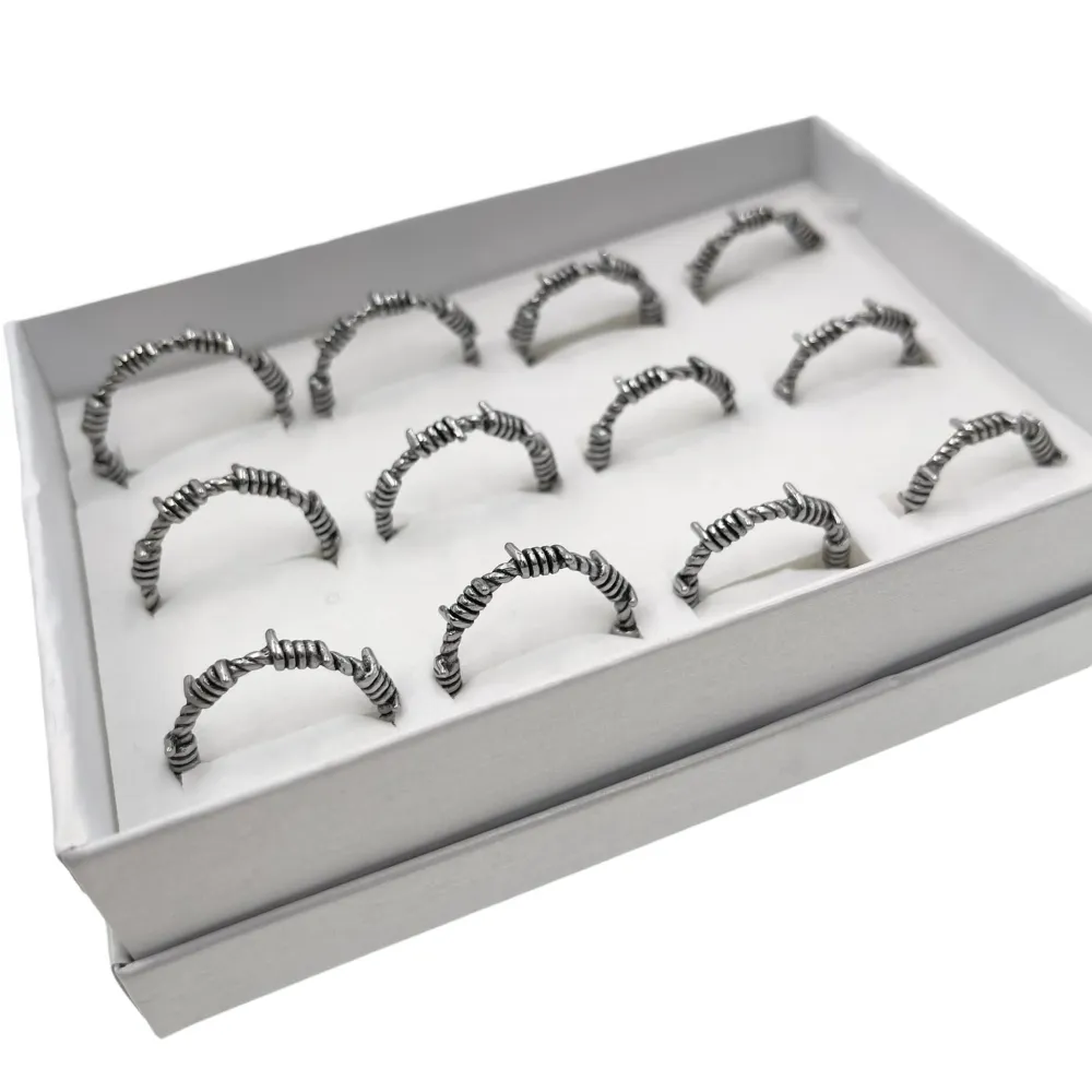 Modello-12Pz Anelli in Acciaio con Misure - AAU-518-23