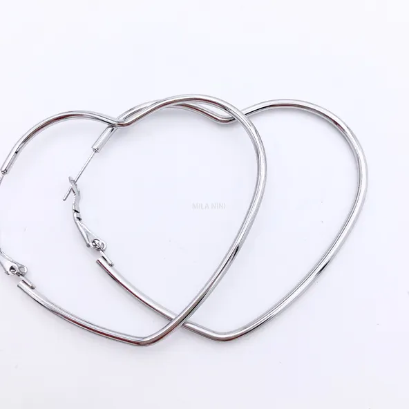 Cerchio cuore 70mm  -Orecchini acciaio - AOC Cerchio cuore 70mm  -Orecchini acciaio