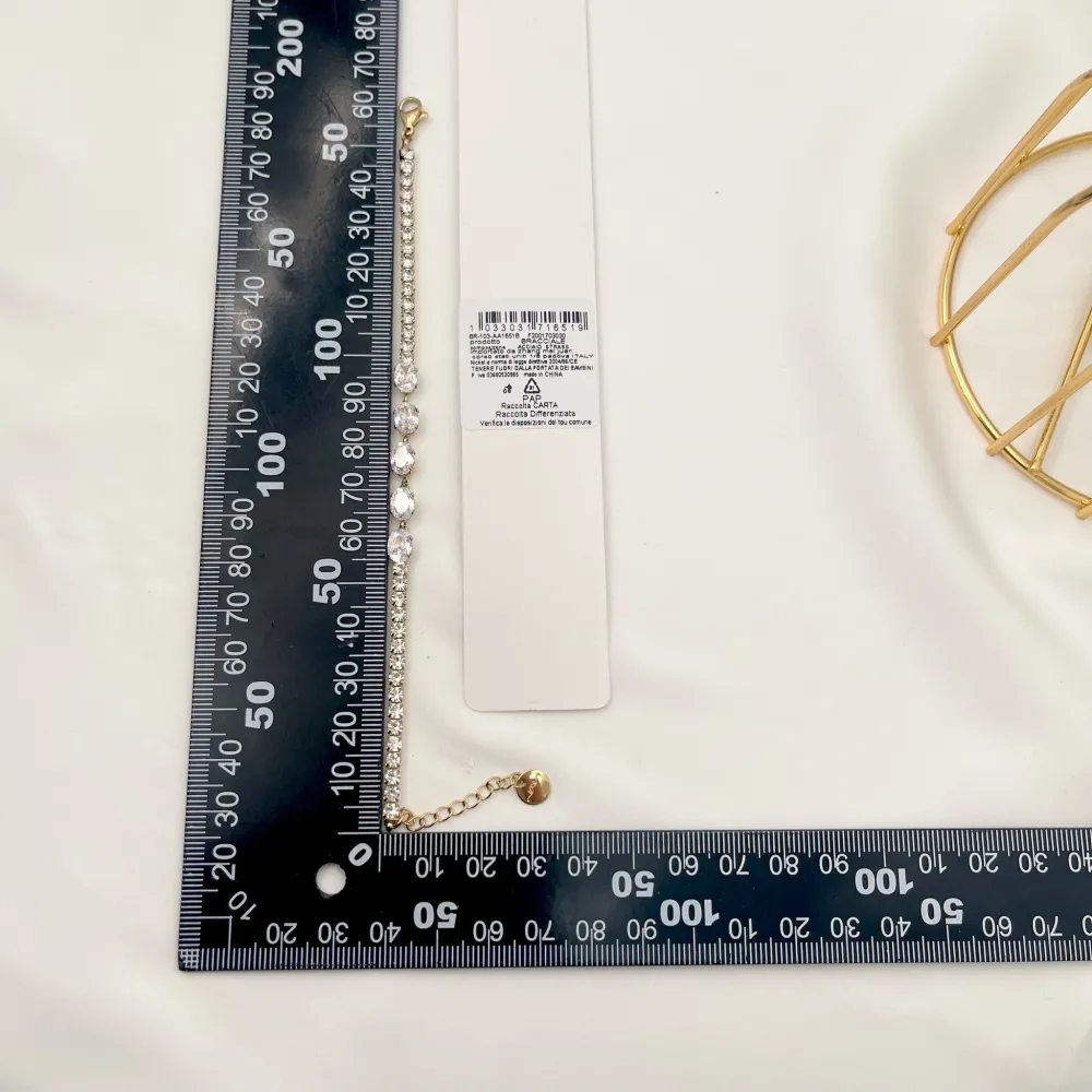 Tennis con Punto Luce Ovale-Bracciale in Acciaio con Chiusura - BAC-103-AA1651B