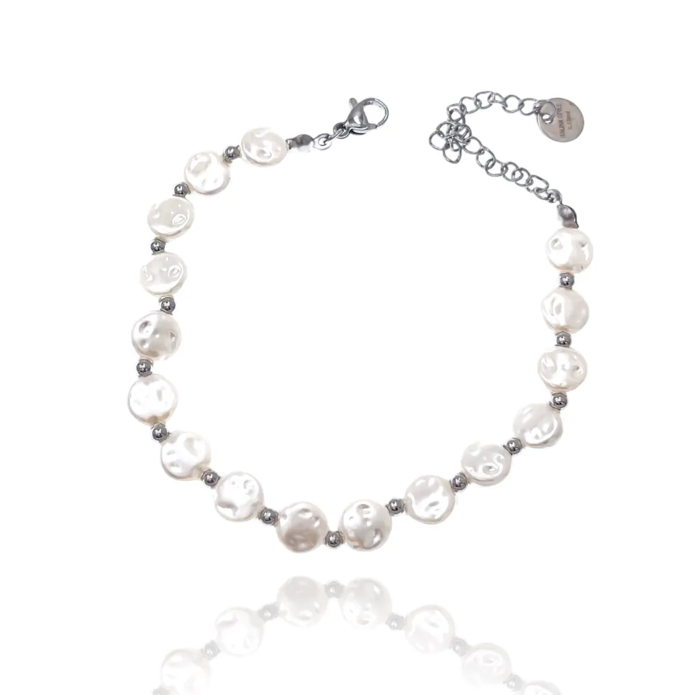 Perla Tondo Piatto-Bracciale in Acciaio - BAC-103-AA2005