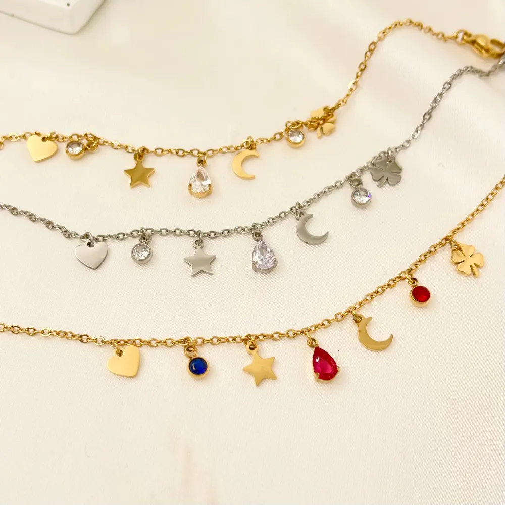 Stella Luna Goccia-Bracciale in Acciaio con Chiusura - BAC-103-AA2423B