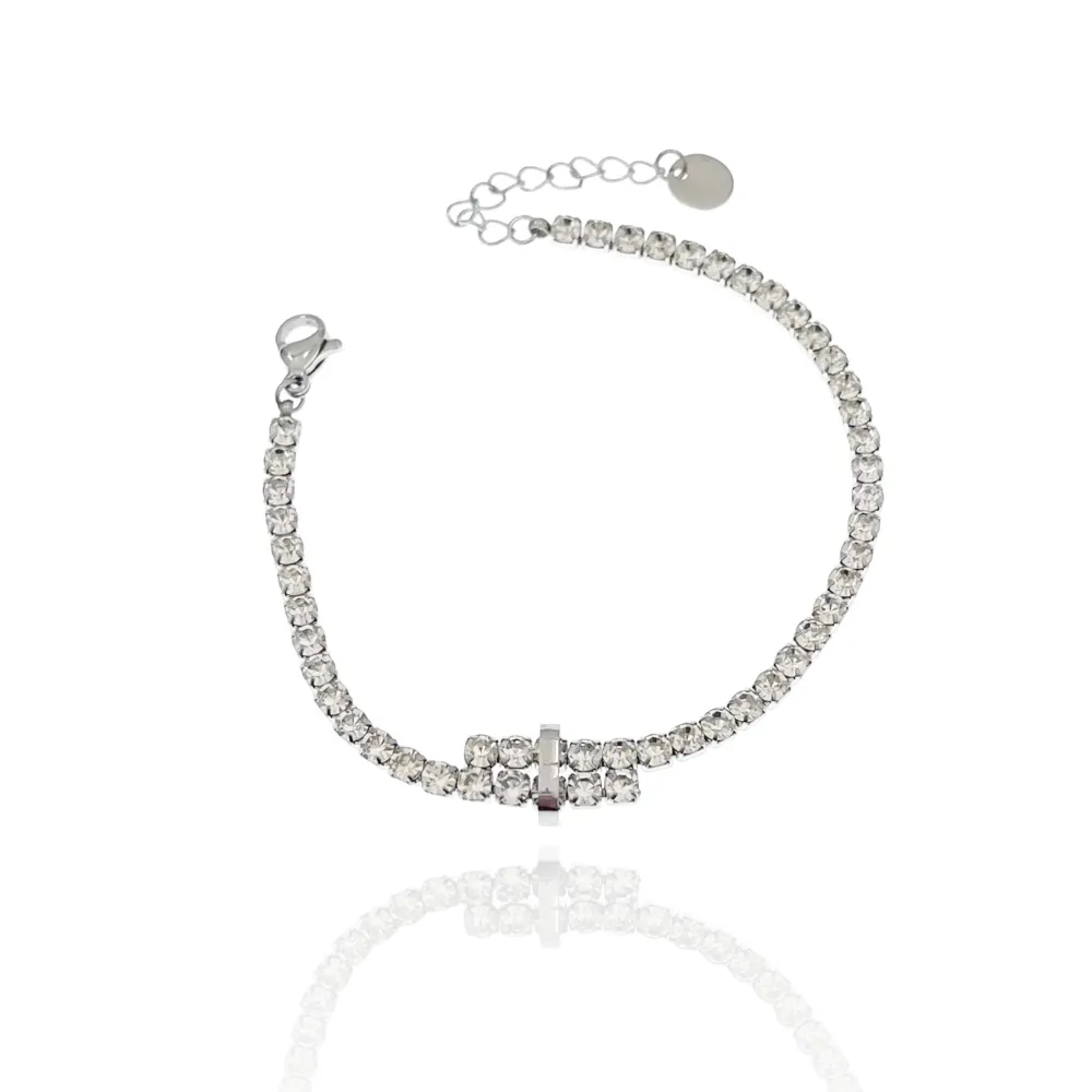 Tennis Doppio-Bracciale in Acciaio con Zirconia - BAC-103-AA2435B