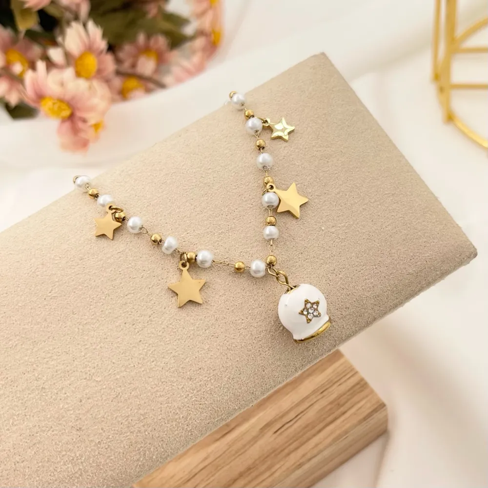 Campanello con Stella-Bracciale in Acciaio con Chiusura - BAC-103-AA2703B