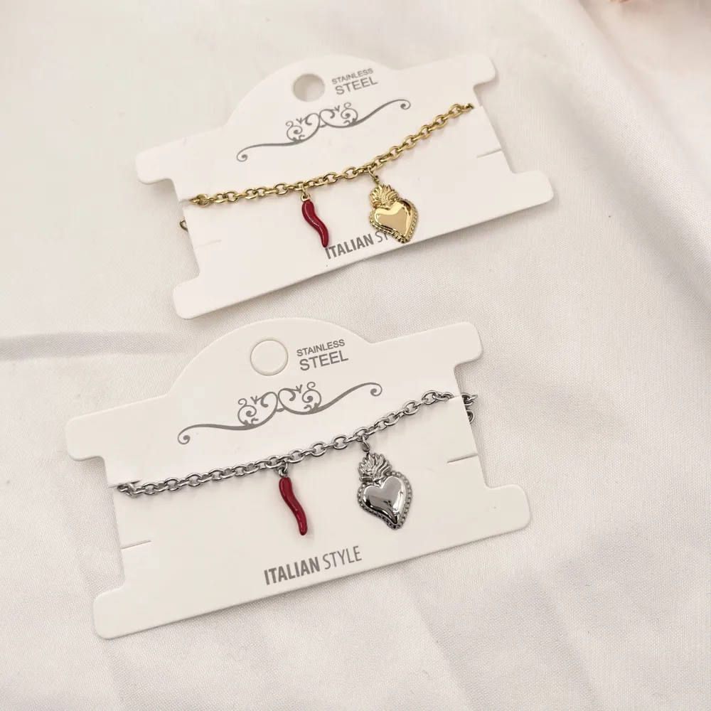 Sacro Cuore con Cornino-Bracciale in Acciaio con Chiusura - BAC-103-AA2860B