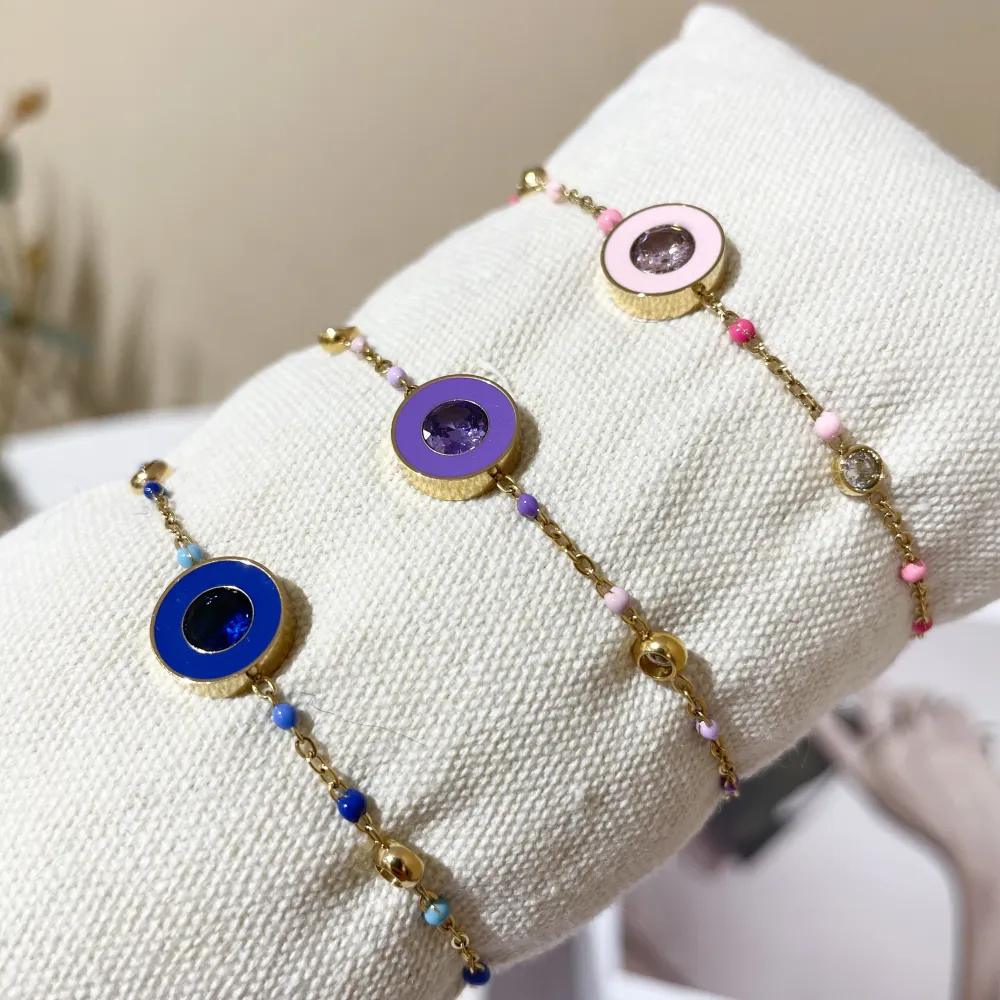 Punto Luce Colorato Smaltato-Bracciale in Acciaio - BAC-103-AA3421B