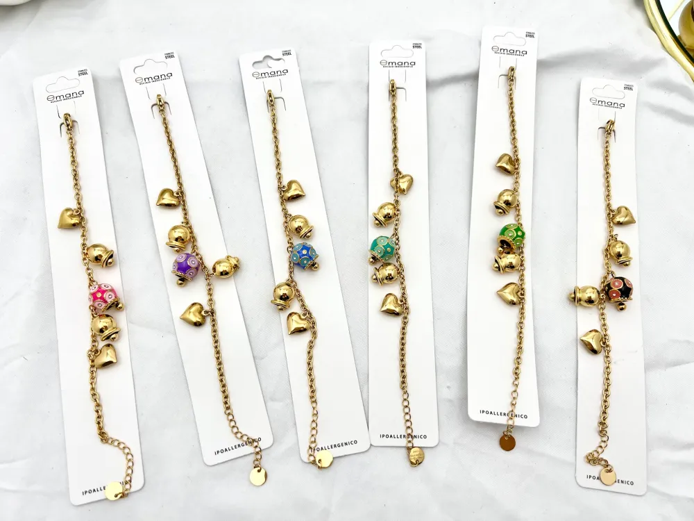 Campanello Smaltato--Bracciale in Acciaio con Chiusura - BAC-103-AA3423B