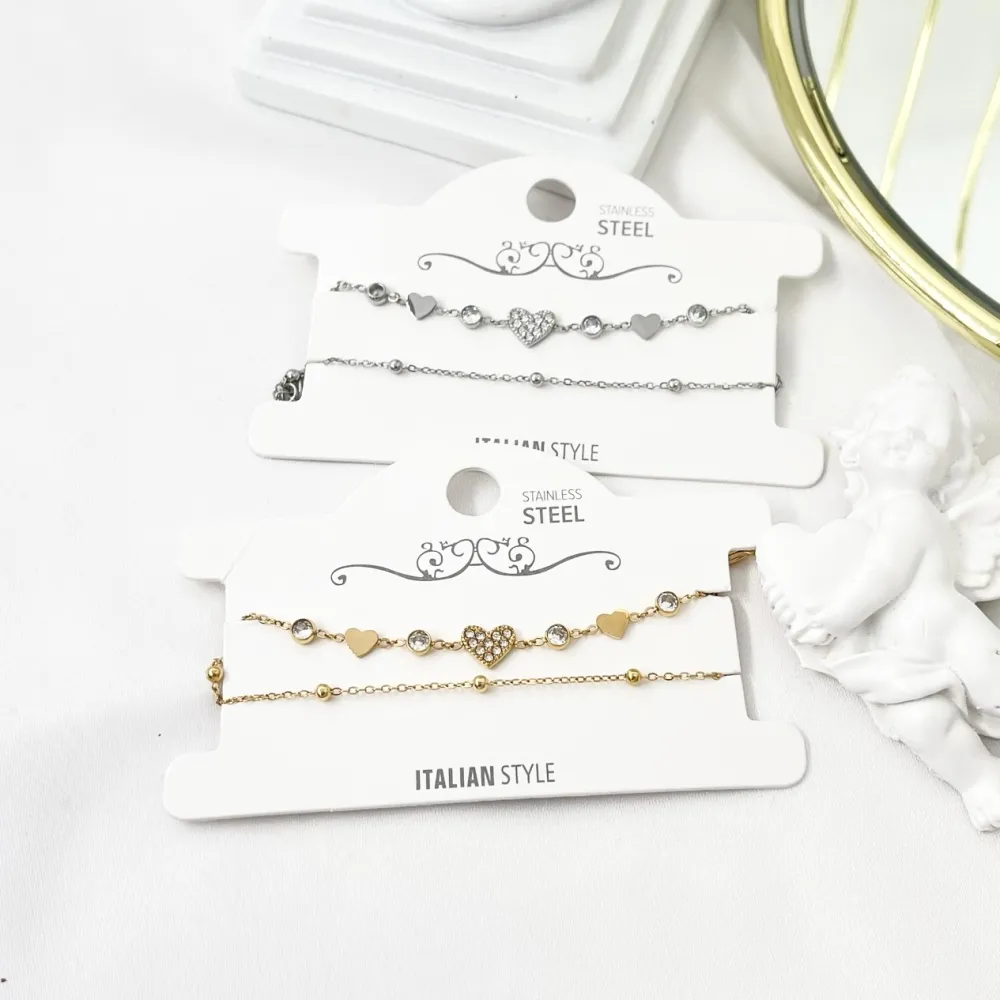 Doppio con Cuore -Bracciale in Acciaio con Chiusura - BAC-103-AA3455B