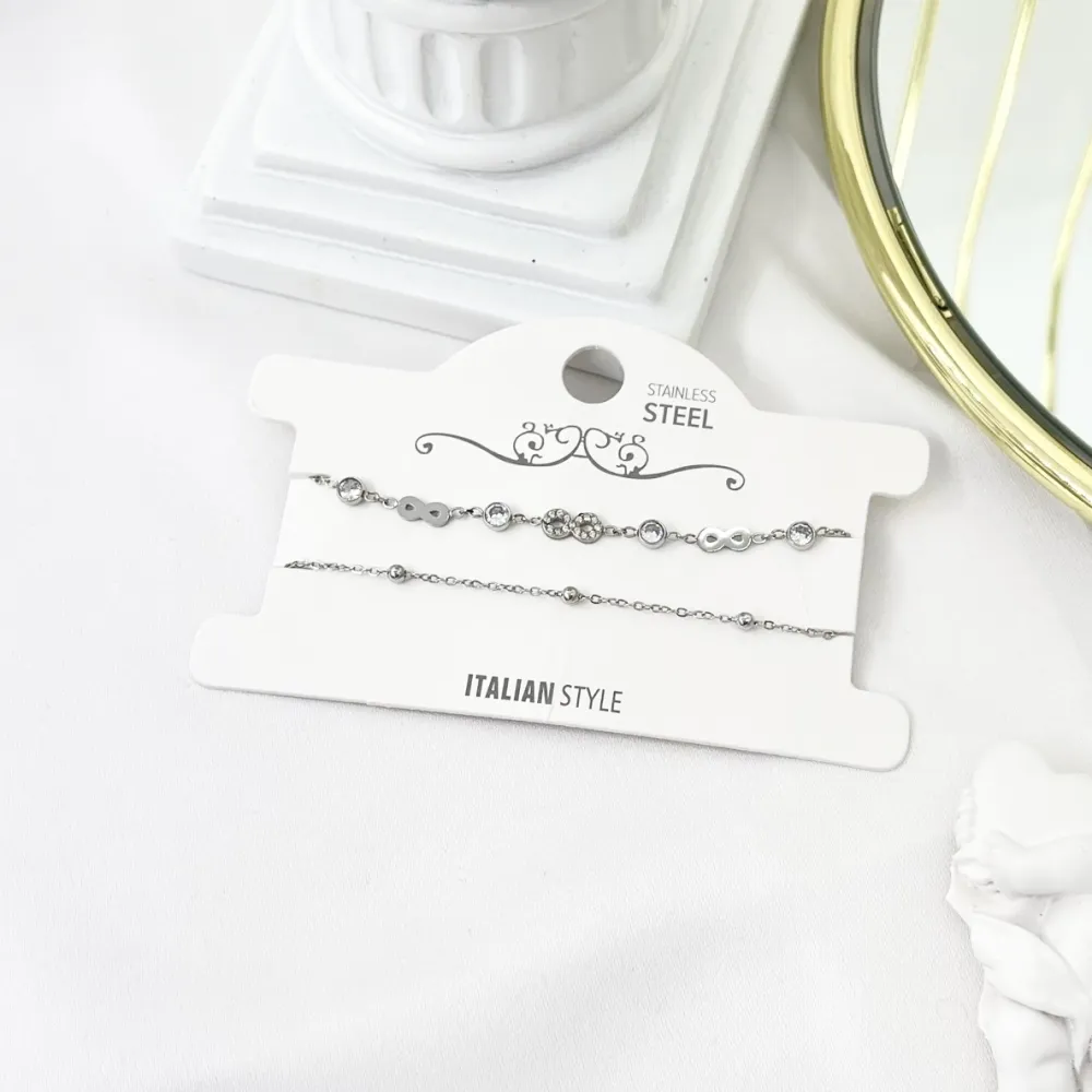 Doppio con Infinito-Bracciale in Acciaio con Chiusura - BAC-103-AA3457B