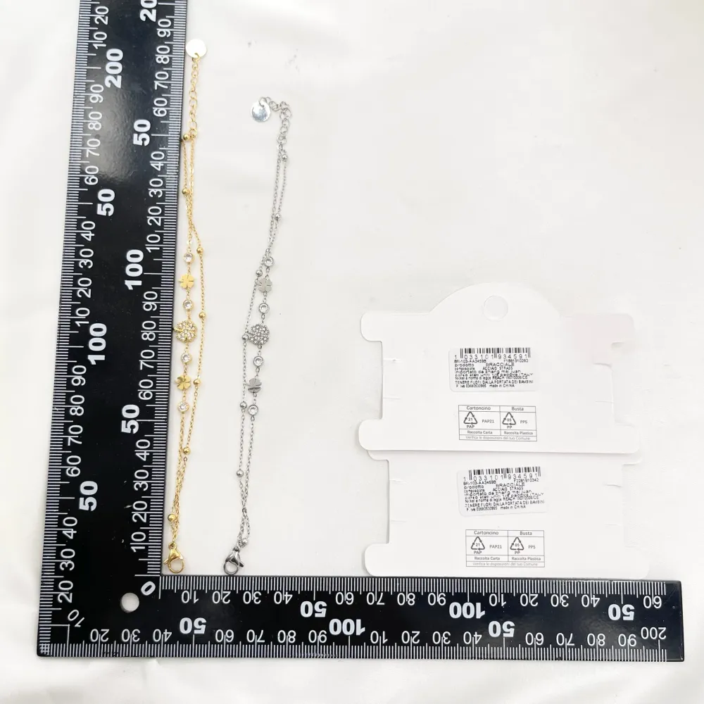 Doppio con Quadrifoglio-Bracciale in Acciaio - BAC-103-AA3459B