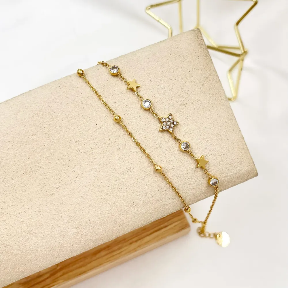 Doppio con la Stella-Bracciale in Acciaio - BAC-103-AA3461B