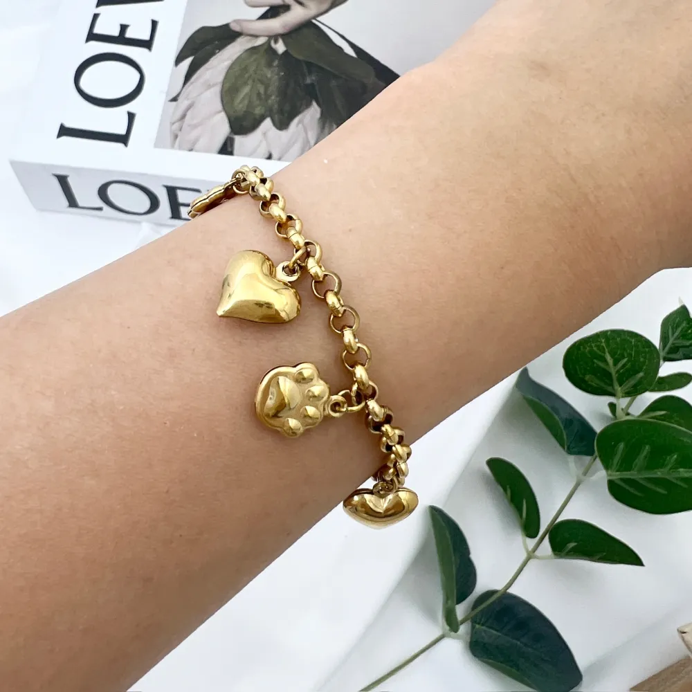 Cuore Zampa -Bracciale in Acciaio - BAC-103-AA4519B