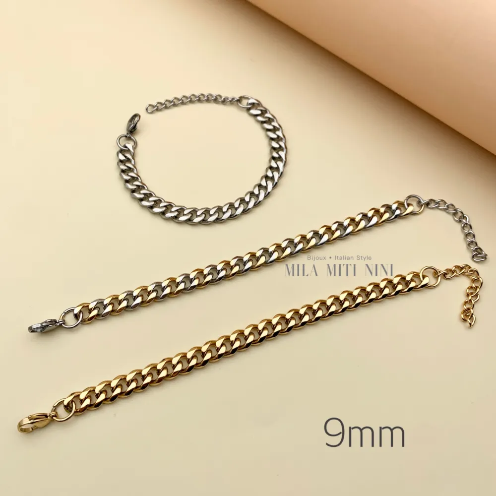 Groumette 9mm-Bracciale in Acciaio con Chiusura - BAC208-241-242-243