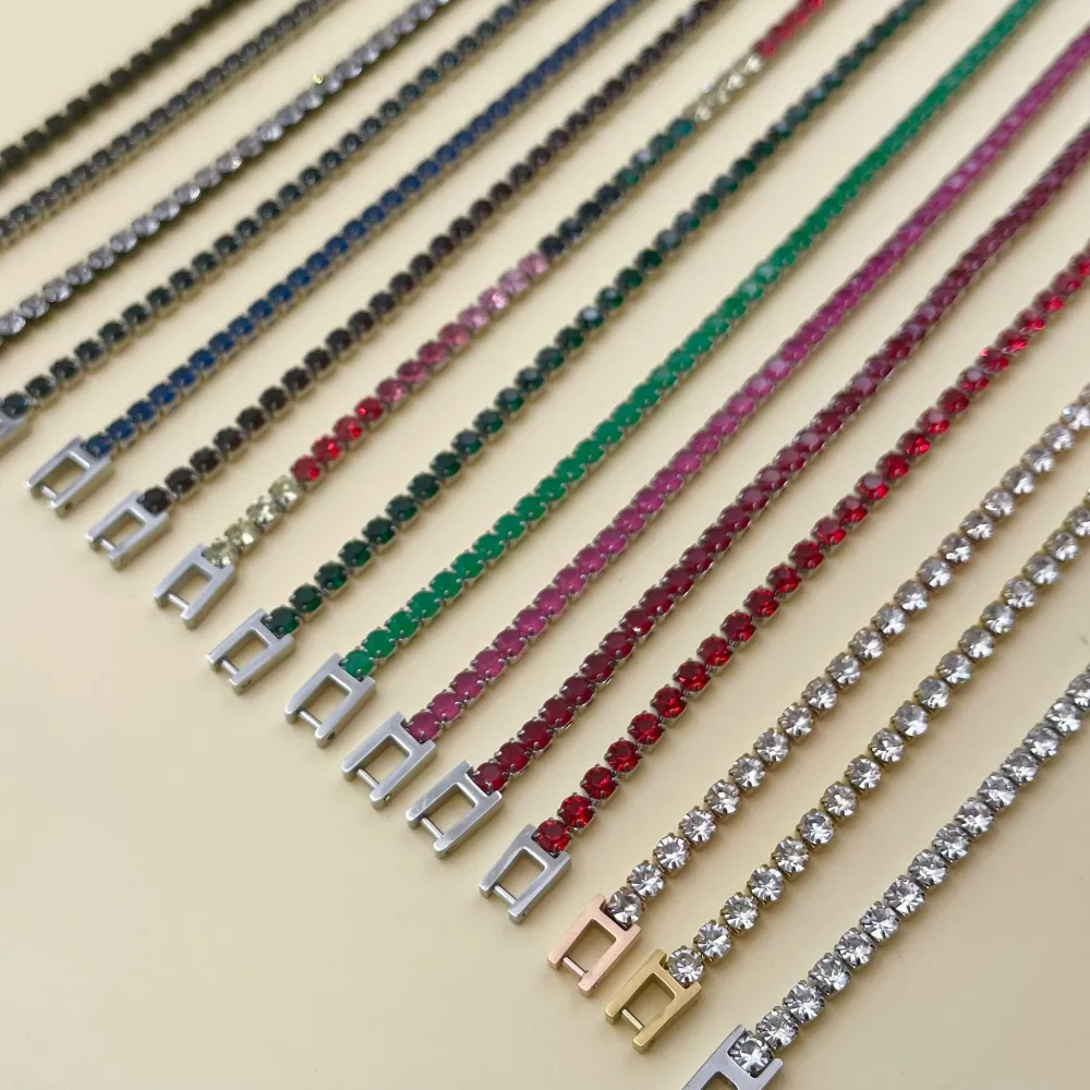 Tenni Acciaio Strass 3mm-Bracciale in Acciaio con Chiusura - BAC-413-040-3mm