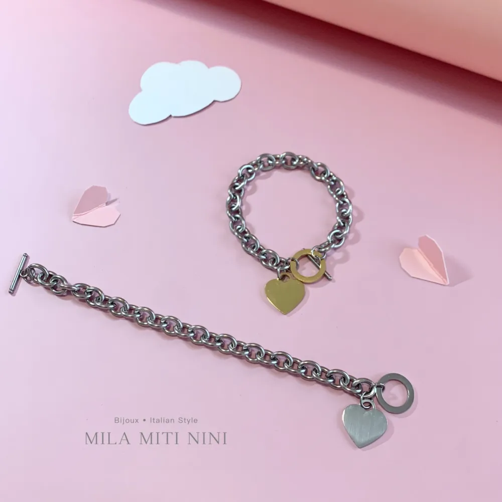 Cuore Liscio 18mm-Bracciale in Acciaio con Chiusura - BAC-413-1203