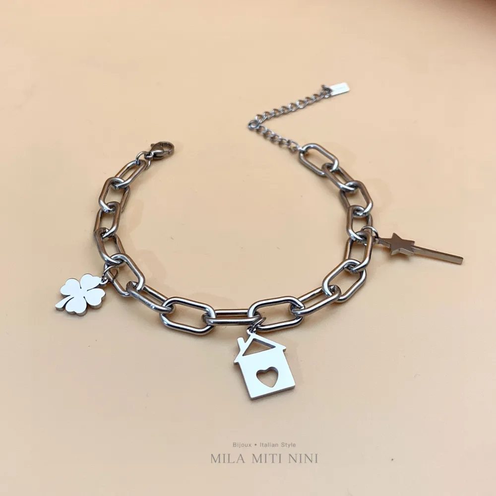 Casa Bacchetta Magica Quadrifoglio -Bracciale in Acciaio con Ch - BAC413-1249