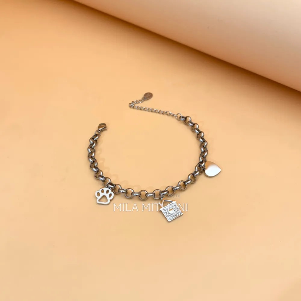 Zampa Casa Cuore -Bracciale in Acciaio con Chiusura - BAC413-1252-1