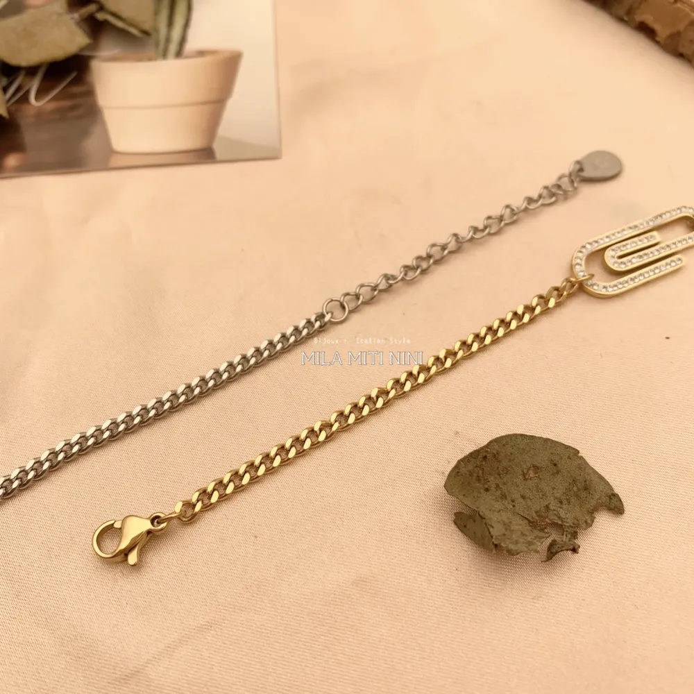 BAC413-1256-Catena Grafetta-Bracciale in Acciaio - BAC413-1256