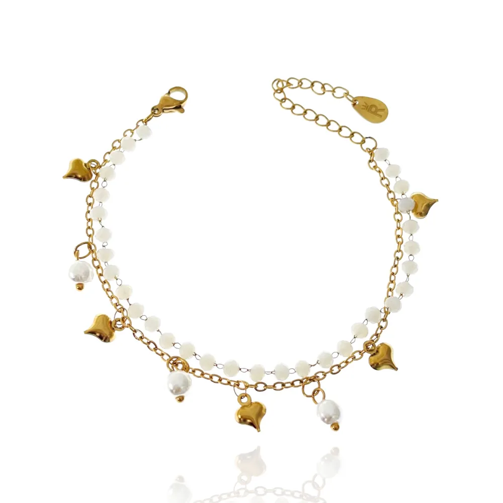 Doppia Catena con Cuore-Bracciale in Acciaio con Chiusura - BAC-413-1267