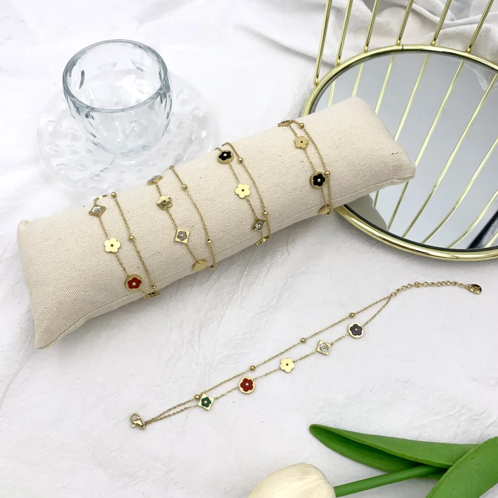 Doppio con Fiore-Bracciale in Acciaio - BAC-413-1305