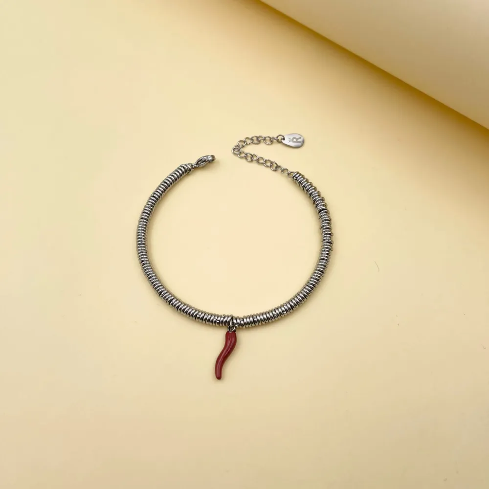 Anellini con Cornino-Bracciale in Acciaio - BAC413-1404