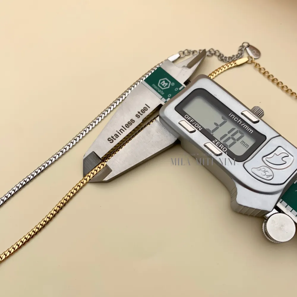 Catena Serpente 3mm-Bracciale in Acciaio con Chiusura - BAC413-1473