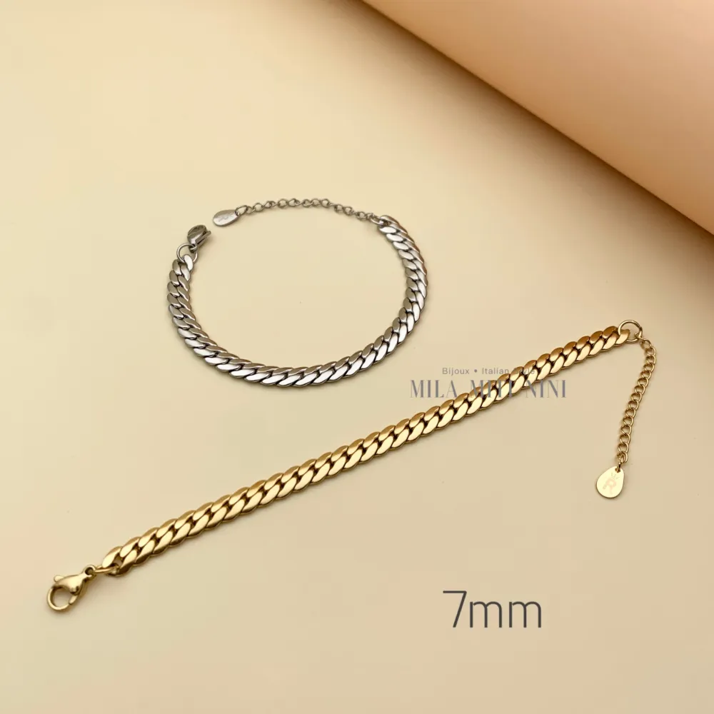 Catena Serpente 7mm-Bracciale in Acciaio con Chiusura - BAC413-1474