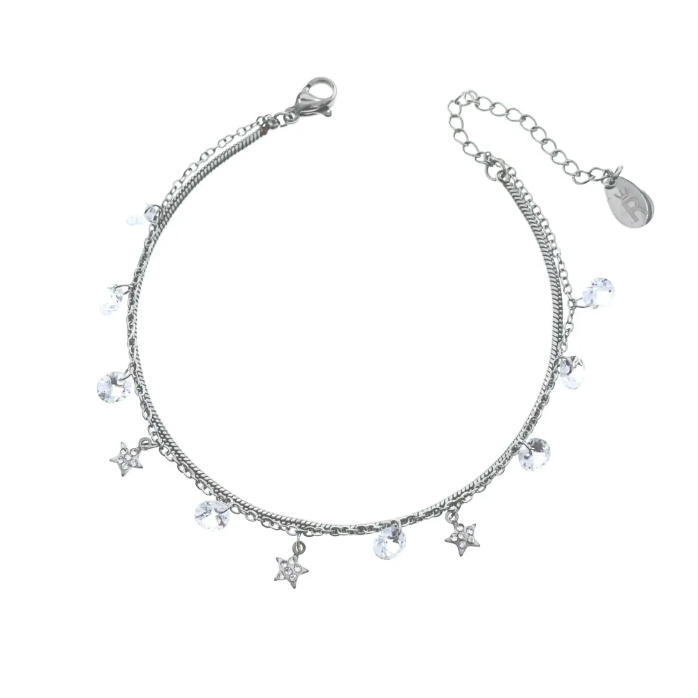 Doppio Serpene Stella Zirconia-Bracciale in Acciaio con Chiusur - BAC-413-1489