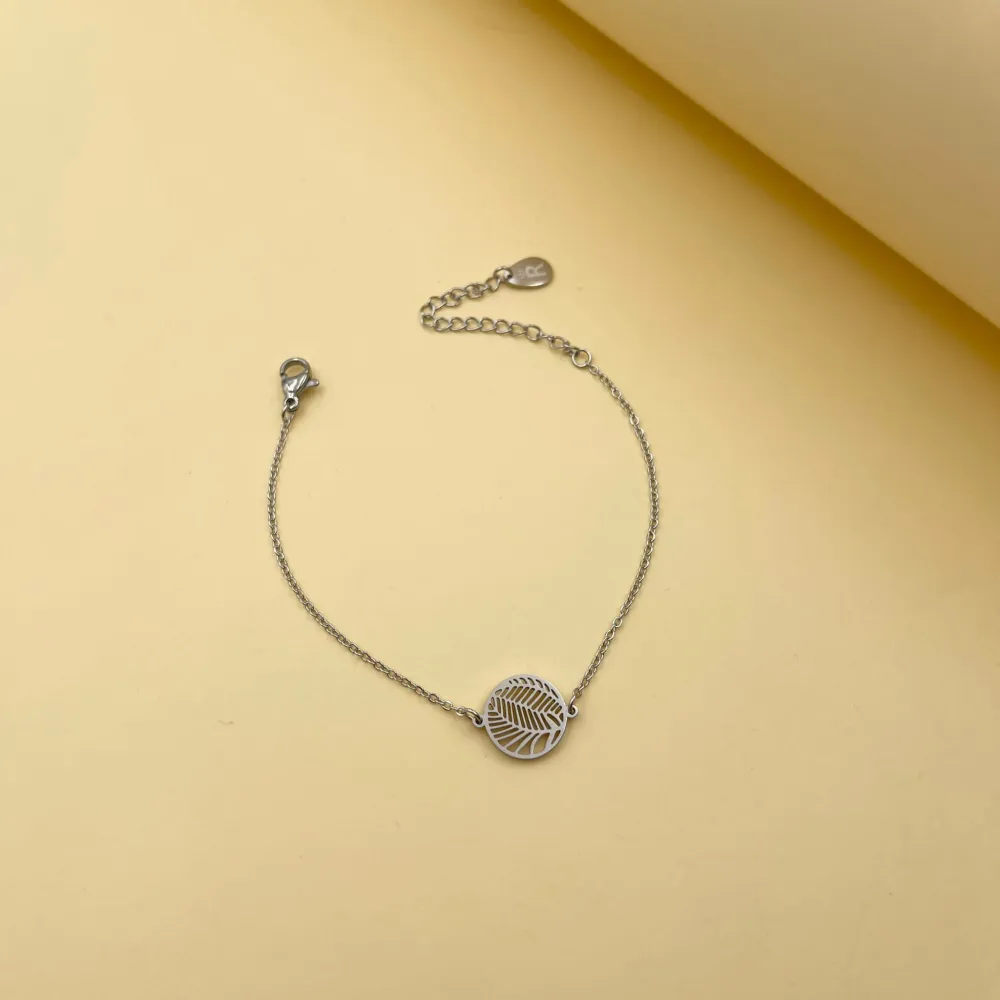 Foglia Tonda-Bracciale in Acciaio con Chiusura - BAC-413-1574