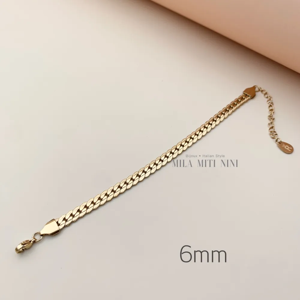 Catena Serpente 6mm-Bracciale in Acciaio con Chiusura - BAC413-1582