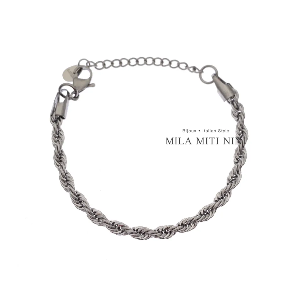 Catena Torchon 5mm-Bracciale in Acciaio con Chiusura - BAC-413-1684