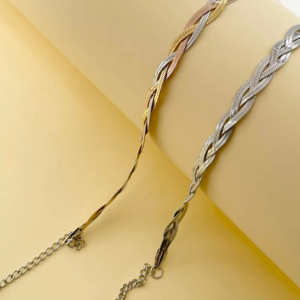 Intrecciato-Bracciale in Acciaio con Chiusura - BAC-413-1747