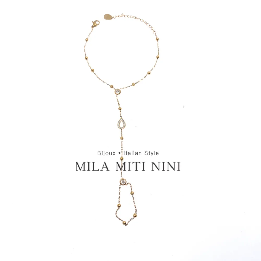 Goccia e Punti Luci Zirconia-Baciamano in Acciaio - BAC-413-1850 Modello K