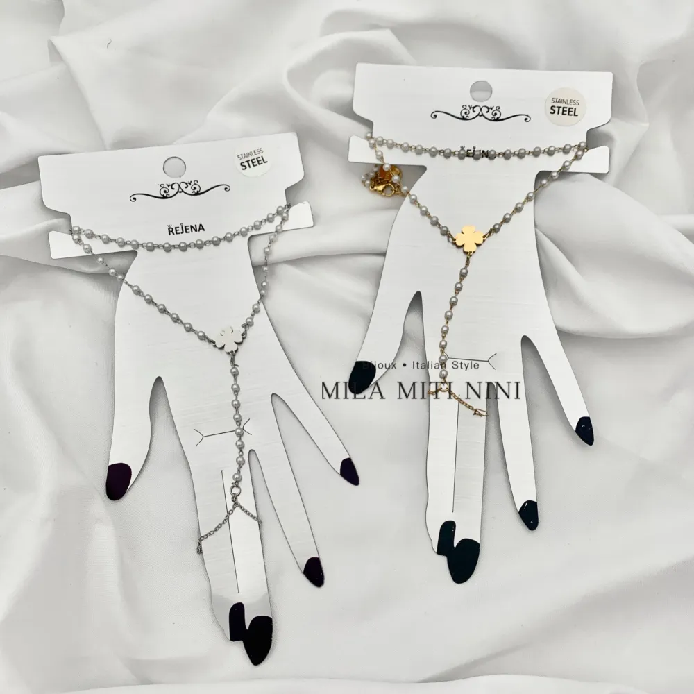 Doppio Perla con Quadrifoglio-Baciamano in Acciaio - BAC-413-1857