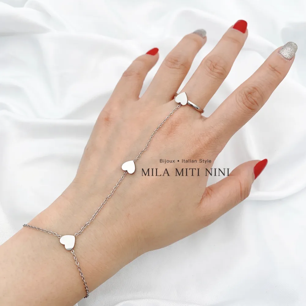 Cuore con Anello Regolabile-Baciamano in Acciaio - BAC-413-1875