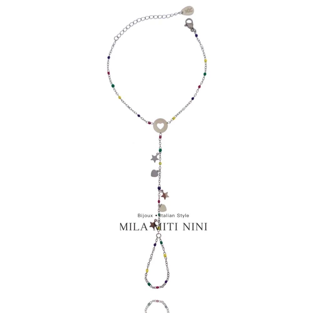 Pallina Smaltata con Cuore Stella-Baciamano in Acciaio - BAC-413-1895