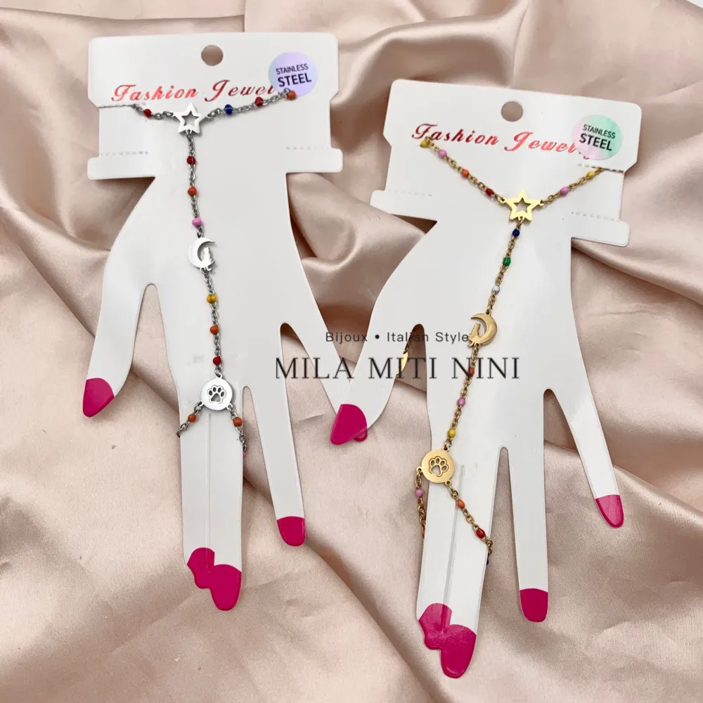 Stella Luna Gatto Zampa-Baciamano in Acciaio - BAC-413-1899