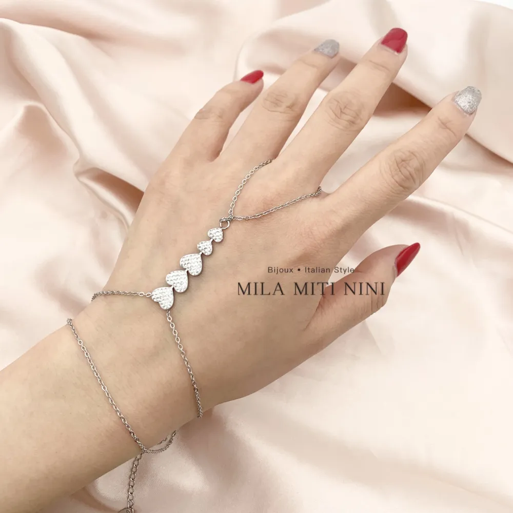 Cuore con Strass-Baciamano in Acciaio - BAC-413-1912