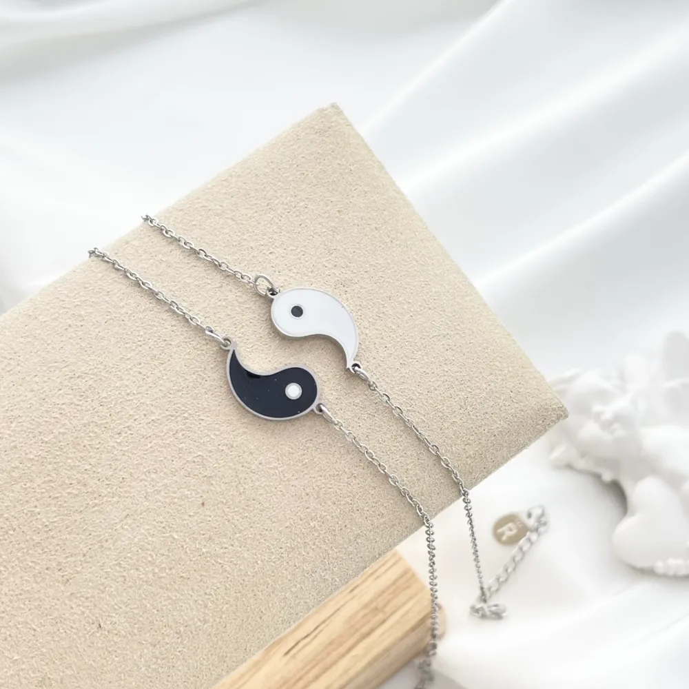 Ying Yang per Coppia-Due Bracciali in Acciaio - BAC-413-2042