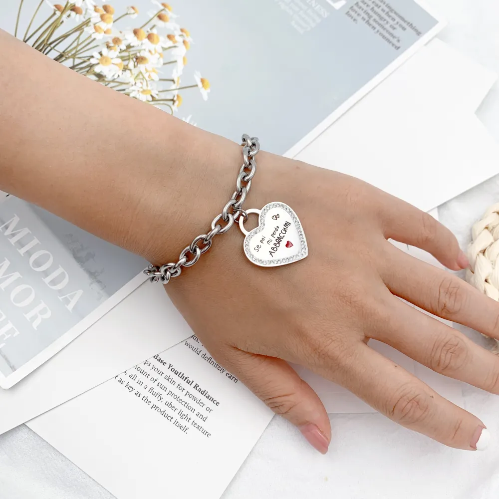 Grazie di Cuore-Bracciale in Acciaio con Chiusura - BAC-413-404 Grazie