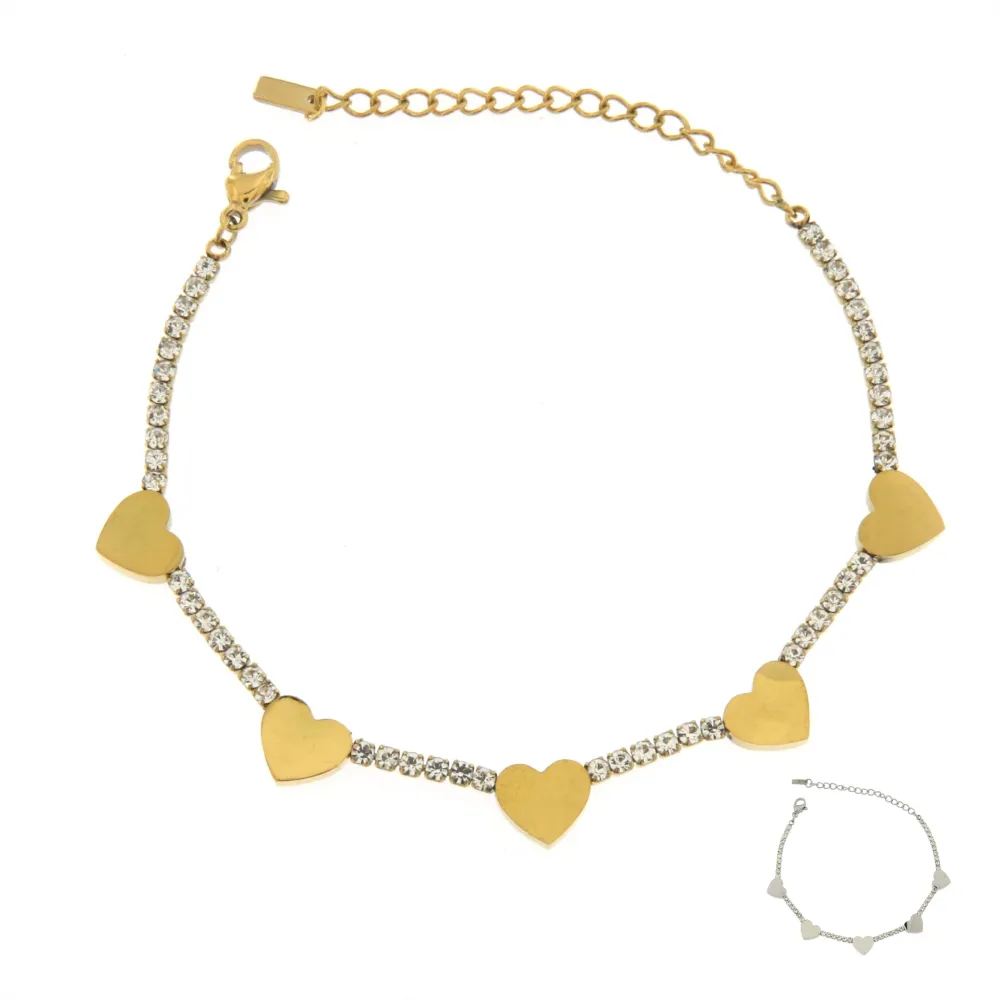 BAC6790-Tennis Cuore-Bracciale con Chiusura in Acciaio - BAC6790-Tennis Cuore-Bracciale con Chiusura in Acciaio