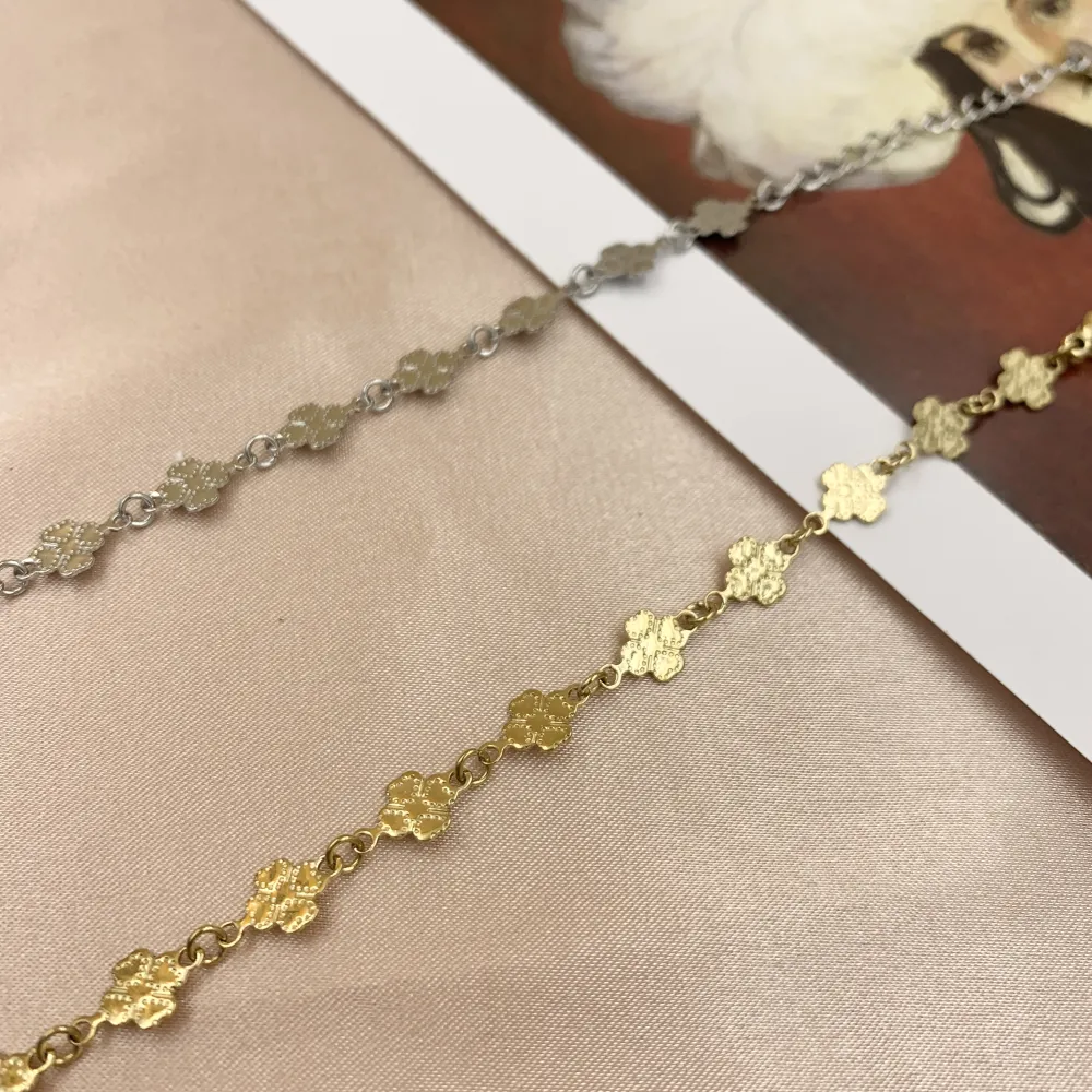 BAC6798-Catena Quadrifoglio-Bracciale con Chiusura in Acciaio - BAC6798-Catena Quadrifoglio-Bracciale con Chiusura in Acciaio