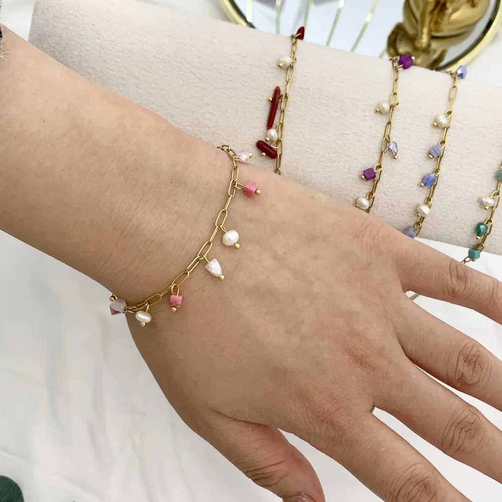 Perline Colorate-Bracciale in Acciaio - BAC-735-24